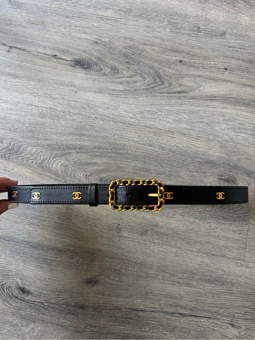 Vintage Chanel Logo Leather Belt